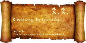 Keviczky Krisztián névjegykártya